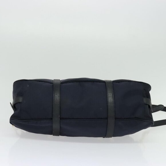 PRADA Tote Bag Nylon 2way Navy Gold Auth PP893 - Picture 6 of 16